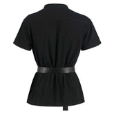 Adult Medieval Pirate Male Short Sleeve Tied Shirt Belts Cosplay Costume Outfits Halloween Carnival Suit